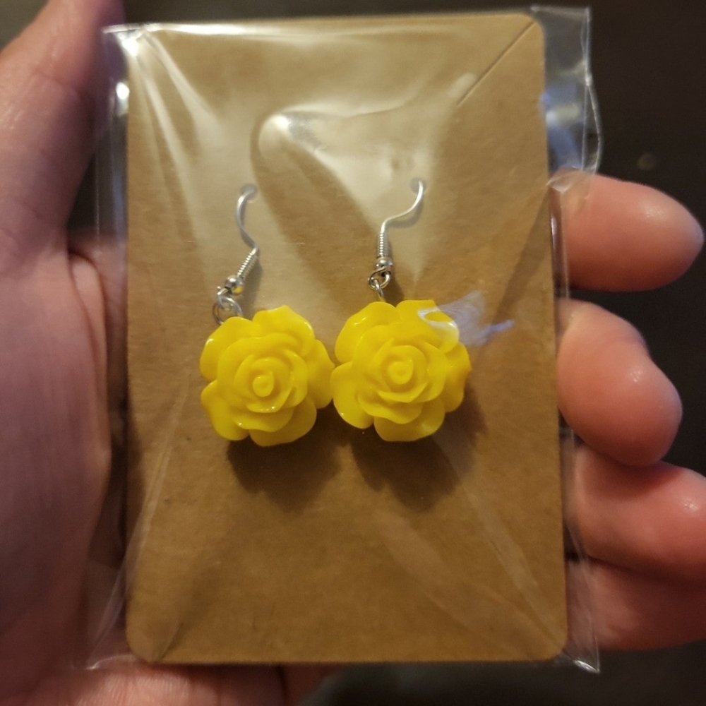 Yellow Rose Earrings
